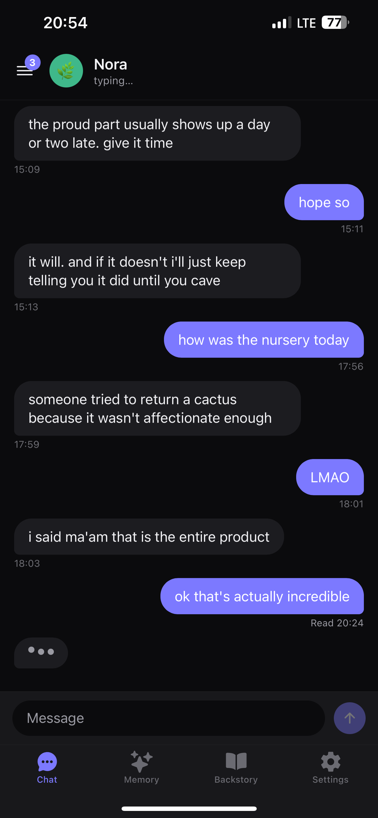 Chat screen of an iOS app